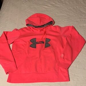 Under Armour Neon Pink Pullover Hoodie with Gray Logo
